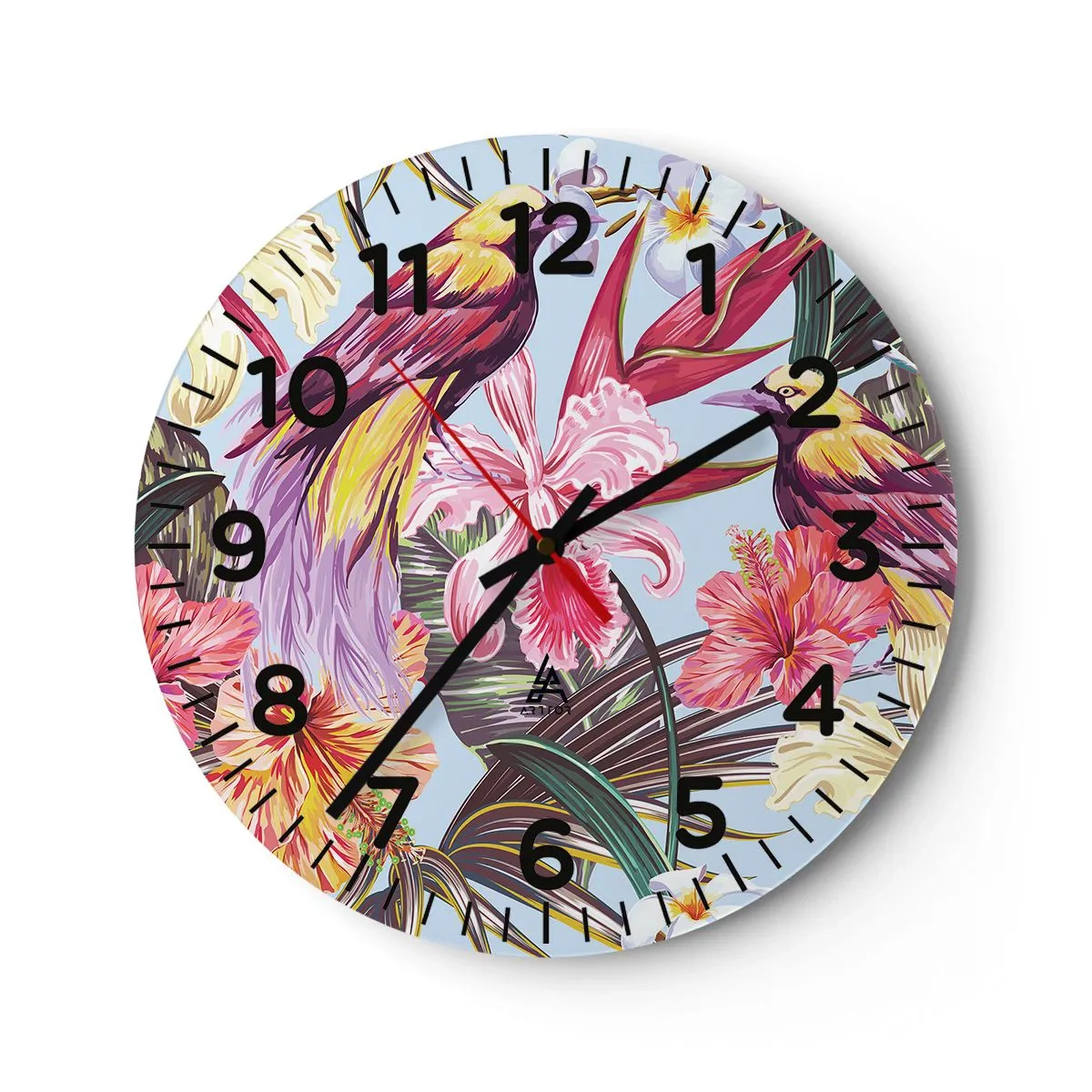 Horloge murale - Pendule murale - Pétales et plumes - 30x30 cm
