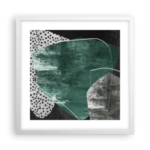 Affiche dans un cadre blanc - Poster - Abstraction colorée avec feuille d'or - 40x40 cm
