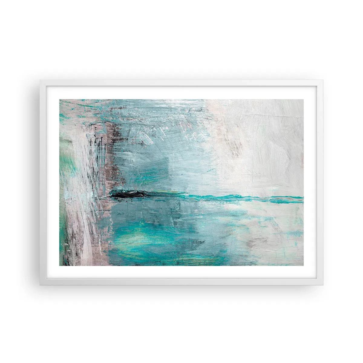 Affiche dans un cadre blanc - Poster - Horizontalement en bleu - 70x50 cm