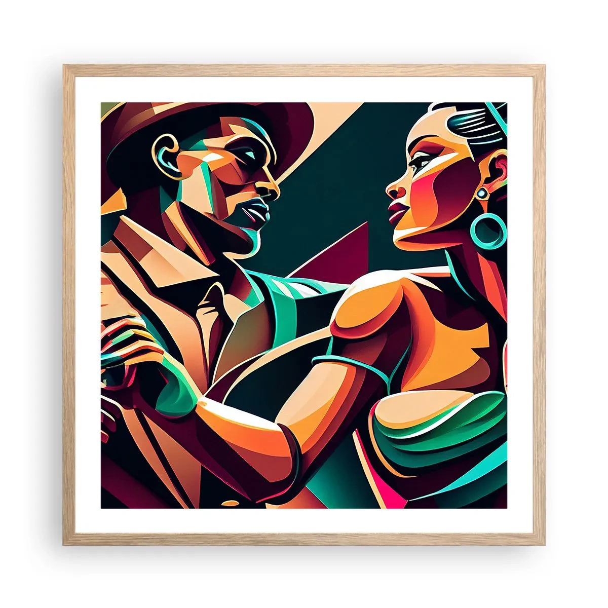 Affiche dans un chêne clair - Poster - Au rythme du coeur - 60x60 cm