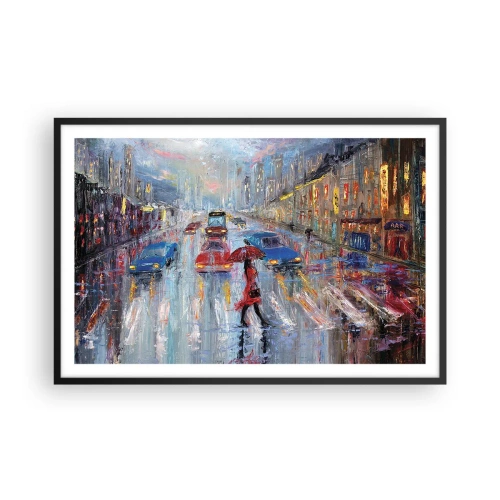 Affiche dans un cadre noir - Poster - Après-midi pluvieux en ville - 91x61 cm