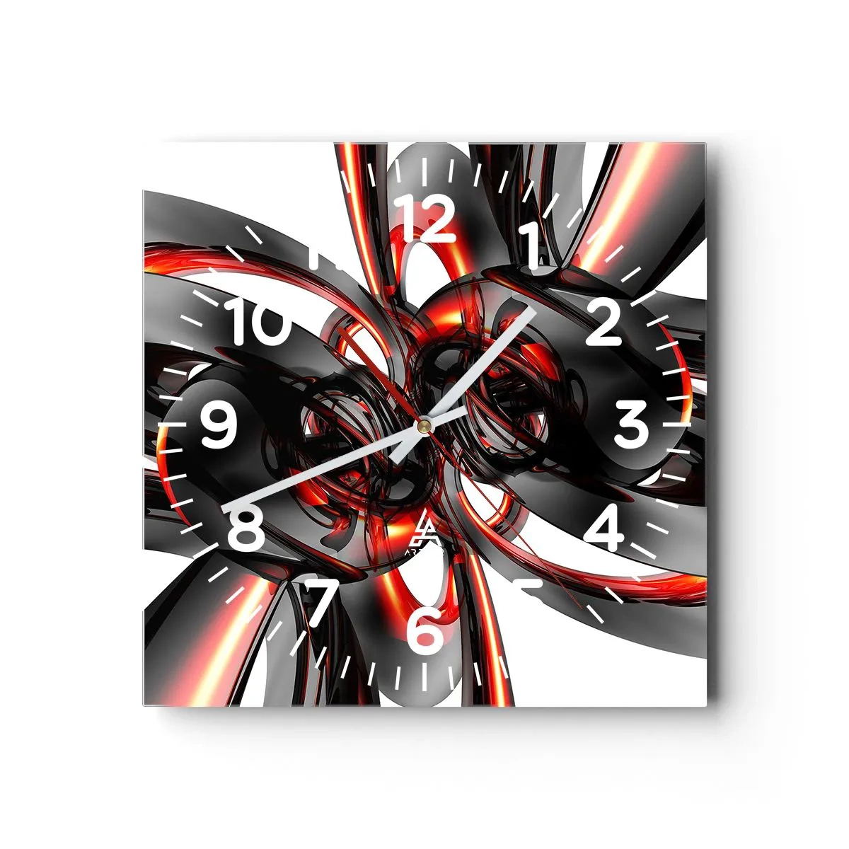 Horloge murale - Pendule murale - Mouvement de graphite et rouge - 40x40 cm
