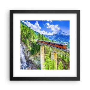 Affiche dans un cadre noir - Poster - Train dans les Alpes - 30x30 cm