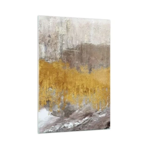Impression sur verre - Image sur verre - Motif abstrait doré et beige - 70x100cm - Une explosion d'or - Décoration murale moderne pour le salon et la chambre ARTTOR