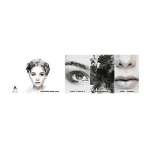 Échantillon de Papier Peint Premium Canvas - Un portrait extrêmement stylé - Visage de femme, Femme, Abstraction - 100x30 cm