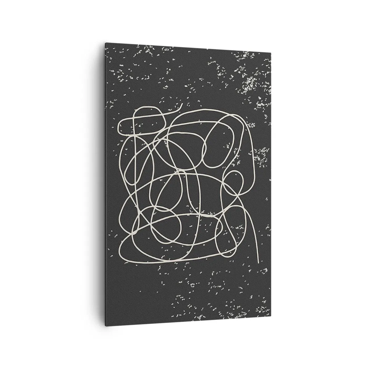 Impression sur toile - Image sur toile - Ligne abstraite sur fond noir avec des détails fins - 80x120cm - Errance des pensées - Décoration murale moderne pour le salon et la chambre ARTTOR