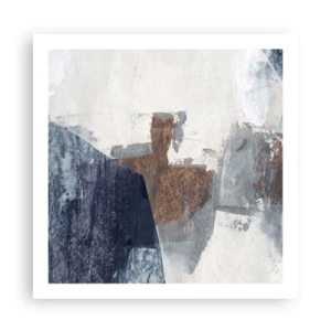Affiche - Poster - Formes bleues et brunes - 60x60 cm