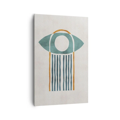 Impression sur toile - Image sur toile - Motif géométrique dans les tons de vert et d'orange - 80x120cm - Signes et rituels - Décoration murale moderne pour le salon et la chambre ARTTOR