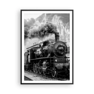 Affiche dans un cadre noir - Poster - Attend à la gare... - 70x100 cm