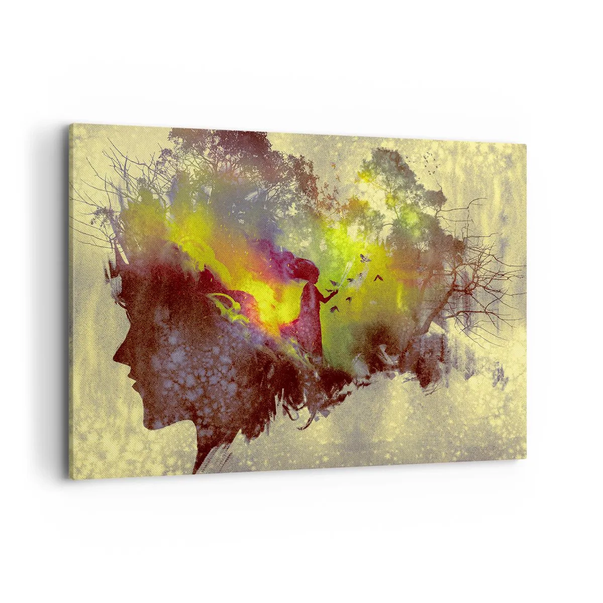 Impression sur toile - Image sur toile - Silhouette artistique d'une femme avec la nature en arrière-plan - 100x70cm - Mère Nature - Décoration murale moderne pour le salon et la chambre ARTTOR