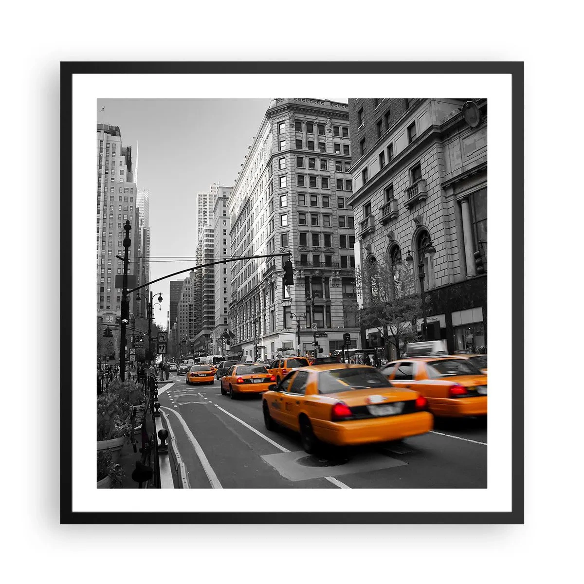 Affiche dans un cadre noir - Poster - Soleil des grandes villes - 60x60 cm