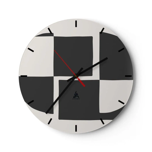 Horloge murale - Pendule murale - Composition géométrique en noir et blanc - 30x30cm - Antithèse - Synthèse - Décoration murale moderne pour le salon, la cuisine et la chambre ARTTOR