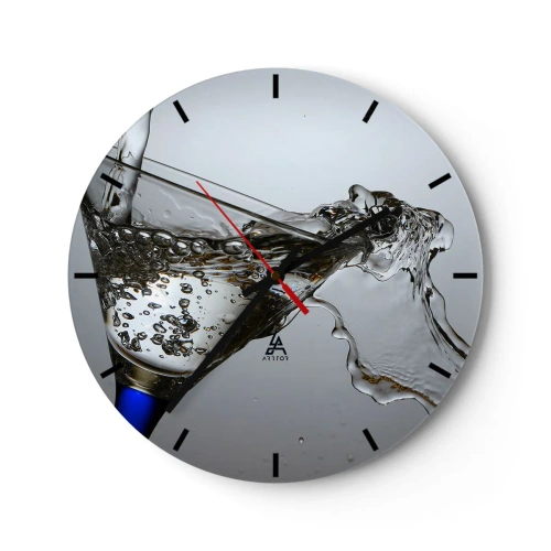 Horloge murale - Pendule murale - Un verre d'eau pendant le versement dynamique - 30x30cm - Eau cristalline dans un verre cristal - Décoration murale moderne pour le salon, la cuisine et la chambre ARTTOR