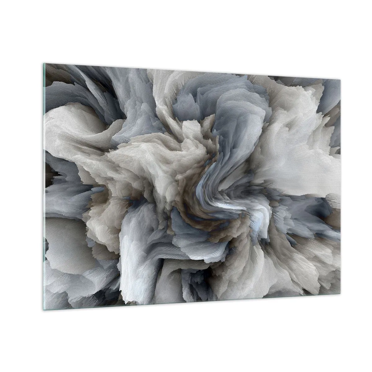 Impression sur verre - Image sur verre - Une composition abstraite ressemblant à des plumes tourbillonnantes - 100x70cm - Pierre et fleur - Décoration murale moderne pour le salon et la chambre ARTTOR