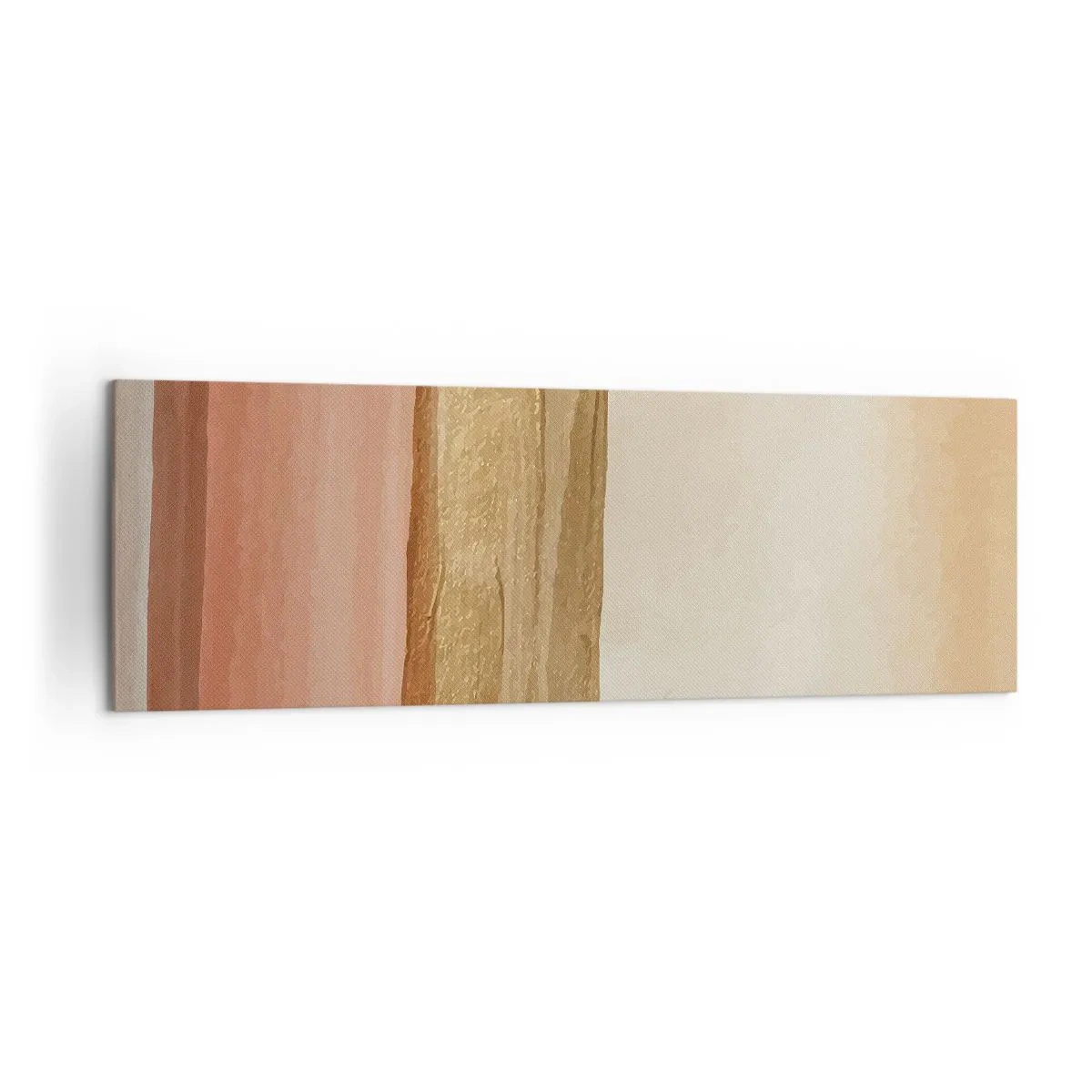 Impression sur toile - Image sur toile - Rayures abstraites dans les tons beige, or et rose sur toile - 160x50cm - Composition verticale - Décoration murale moderne pour le salon et la chambre ARTTOR