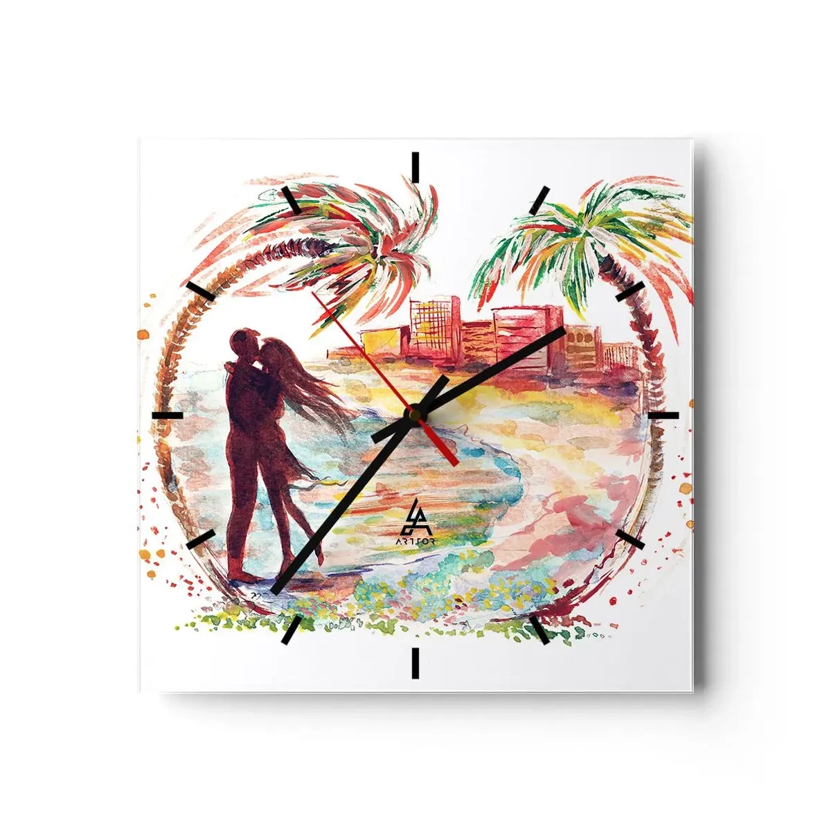 Horloge murale - Pendule murale - Vacances romantiques - 40x40 cm