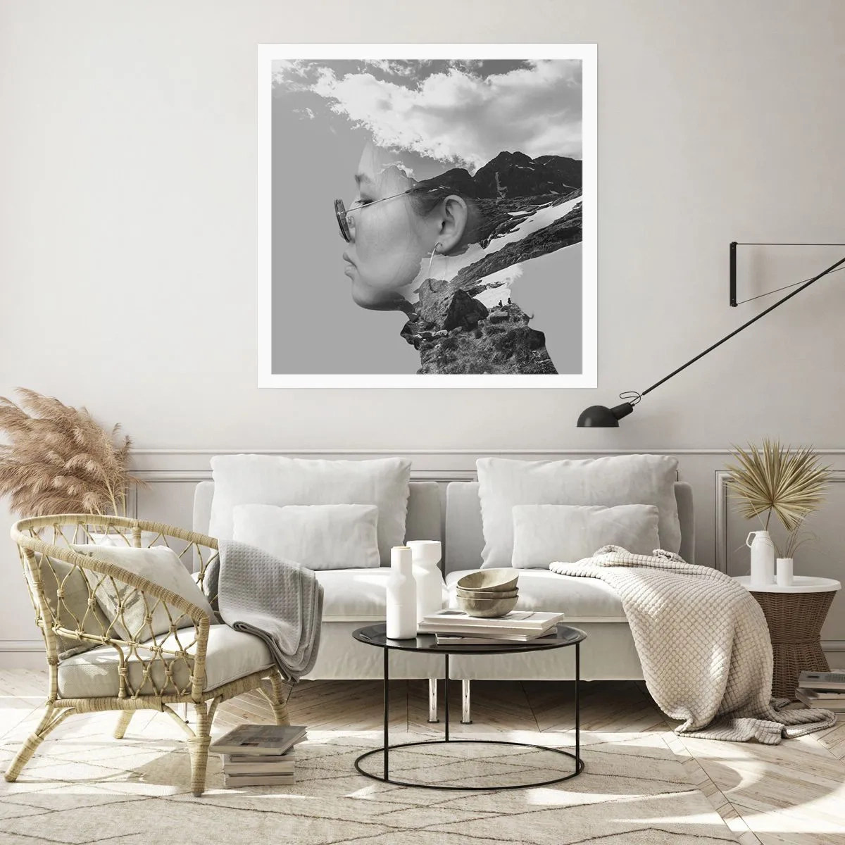 Affiche - Poster - Portrait de montagnes et nuages - 40x40 cm
