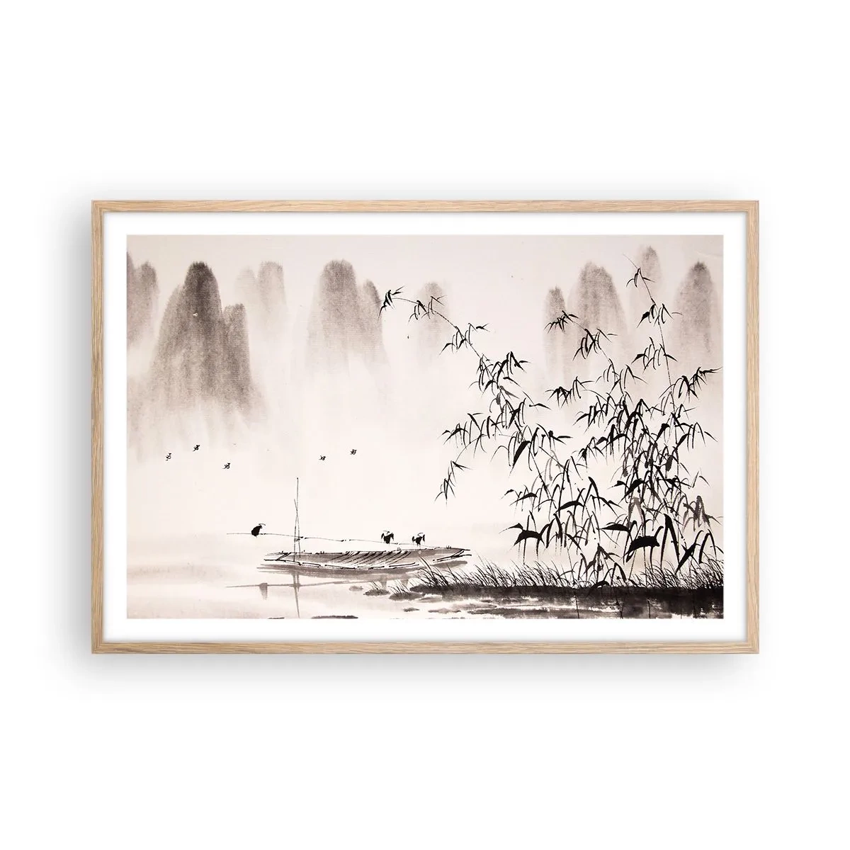 Affiche dans un chêne clair - Poster - Le silence des rizières - 91x61 cm