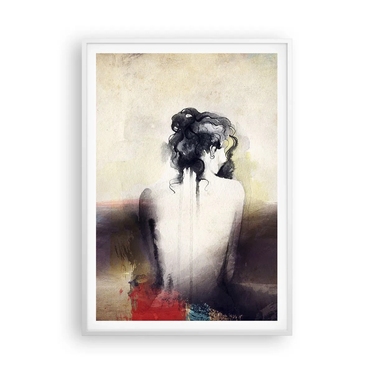 Affiche dans un cadre blanc - Poster - Lignes lisses, formes ovales - 70x100 cm