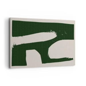Impression sur toile - Image sur toile - Abstrait minimaliste en vert sur fond clair - 100x70cm - Baies blanches - Décoration murale moderne pour le salon et la chambre ARTTOR