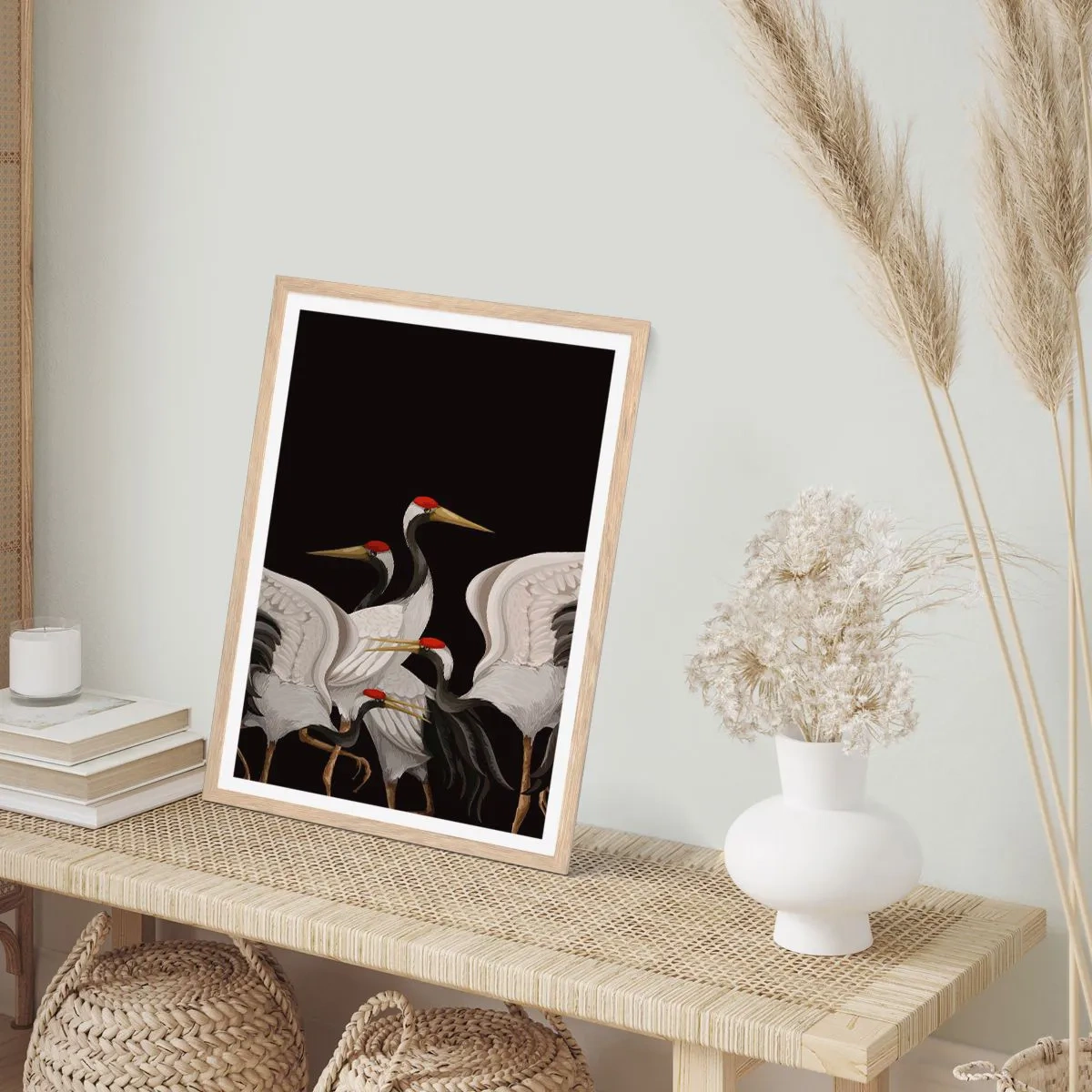 Affiche dans un chêne clair - Poster - Histoire d'oiseaux - 30x40 cm