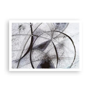 Affiche - Poster - Lignes et formes abstraites dans des tons de gris et de noir - 100x70cm - Fantaisie futuriste - Décoration murale moderne pour le salon et la chambre ARTTOR