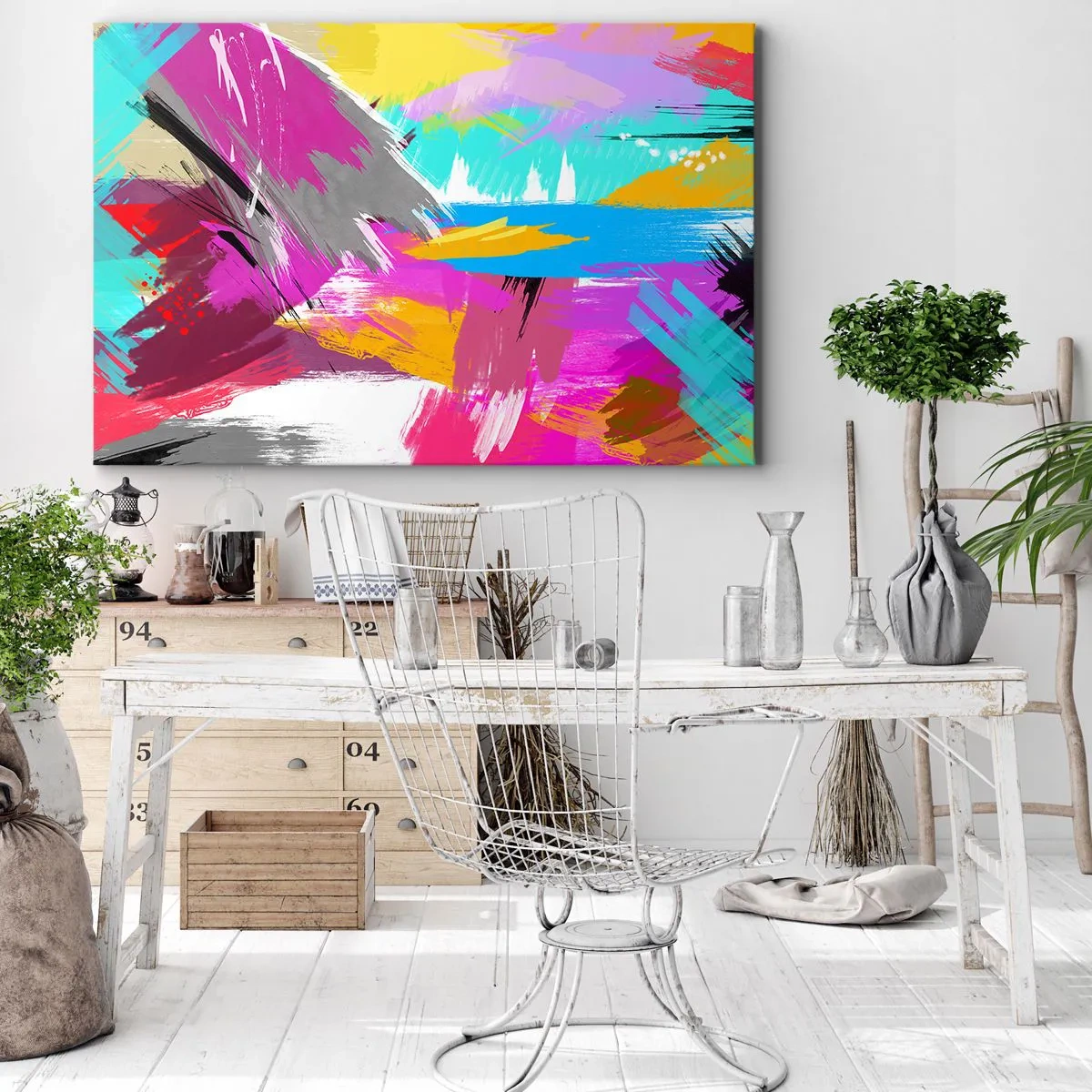 Impression sur toile - Image sur toile - Abstraction dynamique aux couleurs intenses - 120x80cm - Maz, maz, maz encore une fois - Décoration murale moderne pour le salon et la chambre ARTTOR