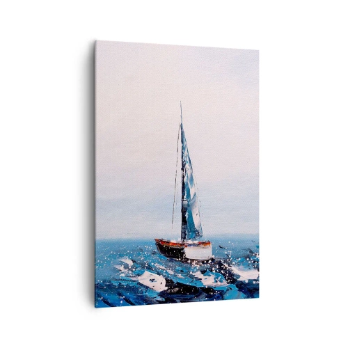 Impression sur toile - Image sur toile - Voiliers sur une mer agitée dans une composition picturale - 70x100cm - Confrérie du vent - Décoration murale moderne pour le salon et la chambre ARTTOR