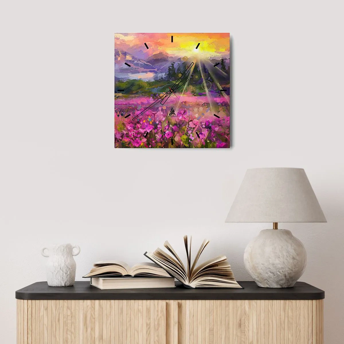 Horloge murale - Pendule murale - Dans la vallée à l'abri du soleil - 40x40 cm