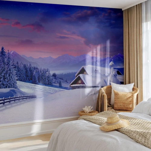 Papier Peint Photo Premium Sand - Douce nuit - Paysage, Hiver, Alpes - 400x280 cm