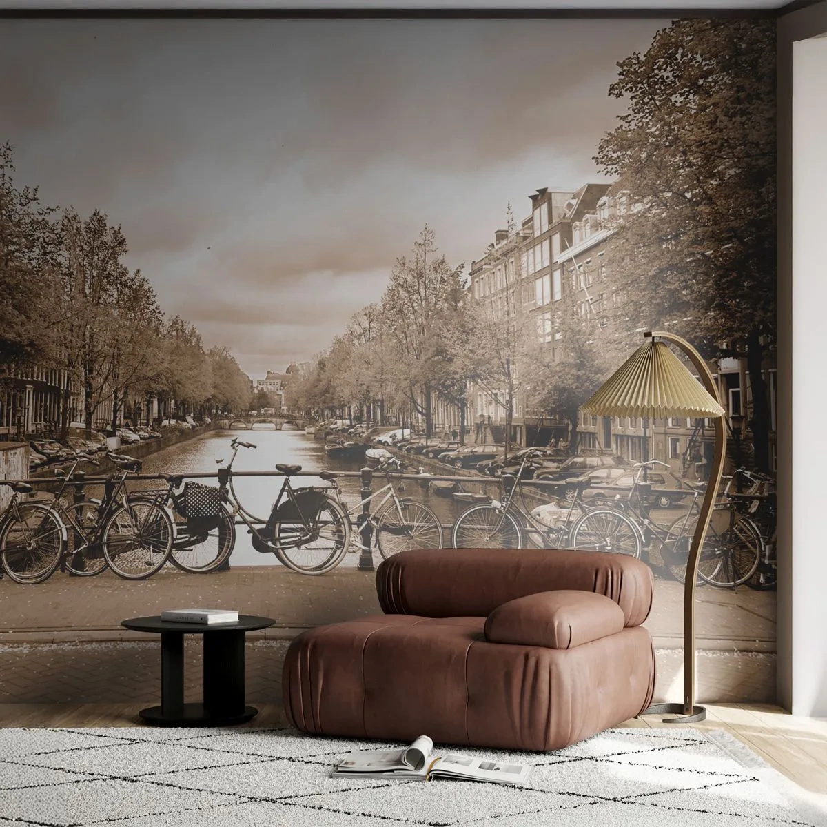 Papier Peint Autocollant Deluxe Sticker - Ambiance hollandaise - Ville, Amsterdam, Vélo - 250x175 cm