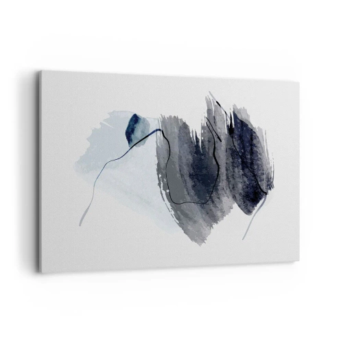 Impression sur toile - Image sur toile - Composition abstraite dans les tons de gris et de bleu - 100x70cm - Intensité et mouvement - Décoration murale moderne pour le salon et la chambre ARTTOR