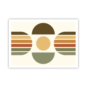 Affiche - Poster - Composition géométrique avec des demi-cercles et des rayures dans des tons terreux - 100x70cm - Dans les coulaurs de la terre - Décoration murale moderne pour le salon et la chambre ARTTOR