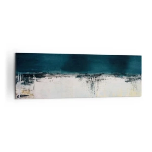 Impression sur toile - Image sur toile - Composition horizontale abstraite dans les tons bleu marine et blanc - 160x50cm - Composition horizontale - Décoration murale moderne pour le salon et la chambre ARTTOR