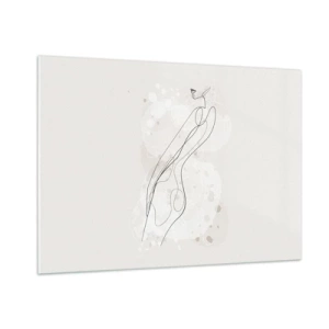 Impression sur verre - Image sur verre - Silhouette profilée d'une femme dans des tons beiges - 100x70cm - Trompe l'oeil - Décoration murale moderne pour le salon et la chambre ARTTOR