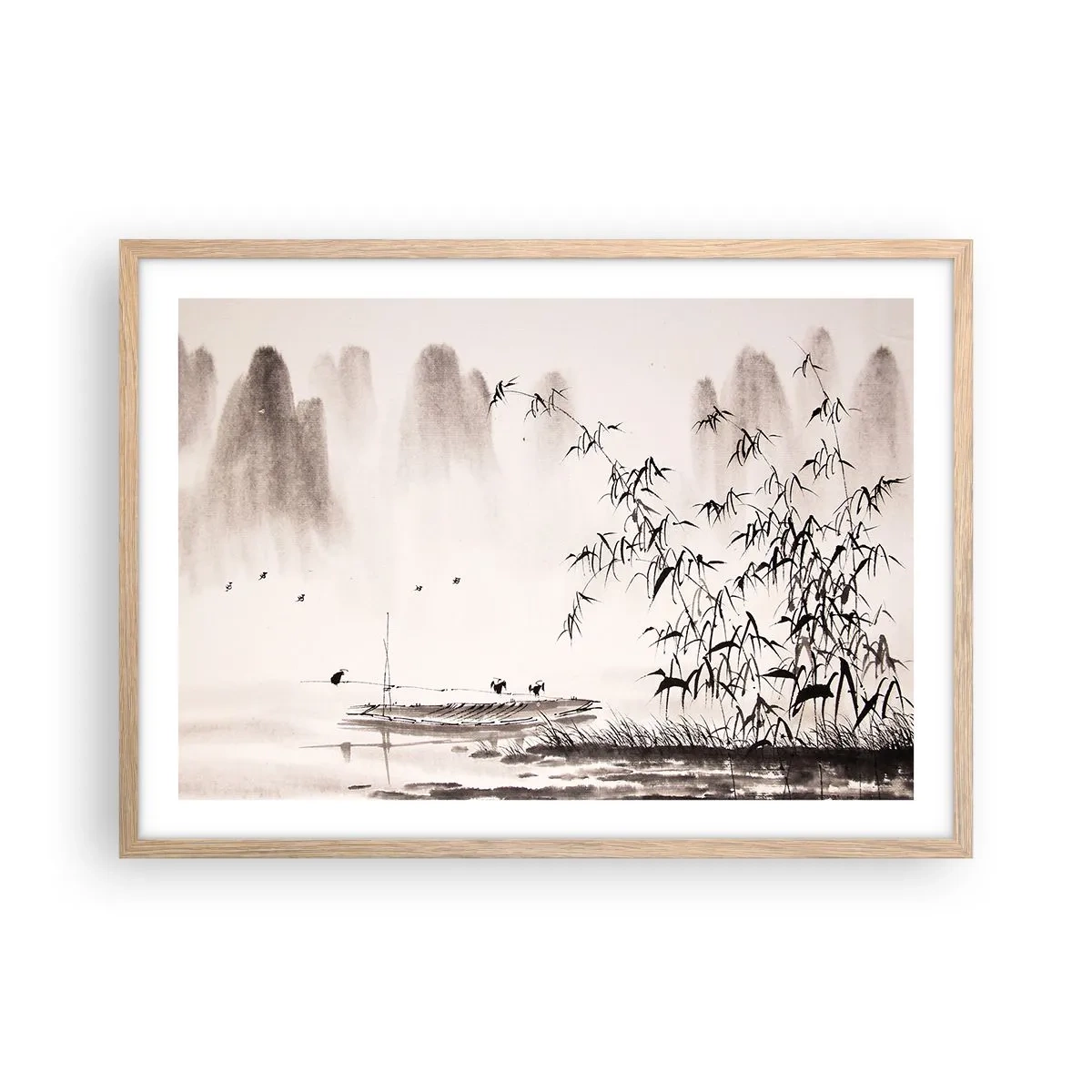 Affiche dans un chêne clair - Poster - Le silence des rizières - 70x50 cm