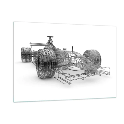 Impression sur verre - Image sur verre - Dessin technique de style 3D d'une voiture de course - 120x80cm - Design parfait - idée de course - Décoration murale moderne pour le salon et la chambre ARTTOR