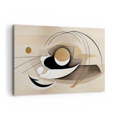 Impression sur toile - Image sur toile - Composition abstraite dans les tons beige et noir - 120x80cm - Composition : l'essence des choses - Décoration murale moderne pour le salon et la chambre ARTTOR