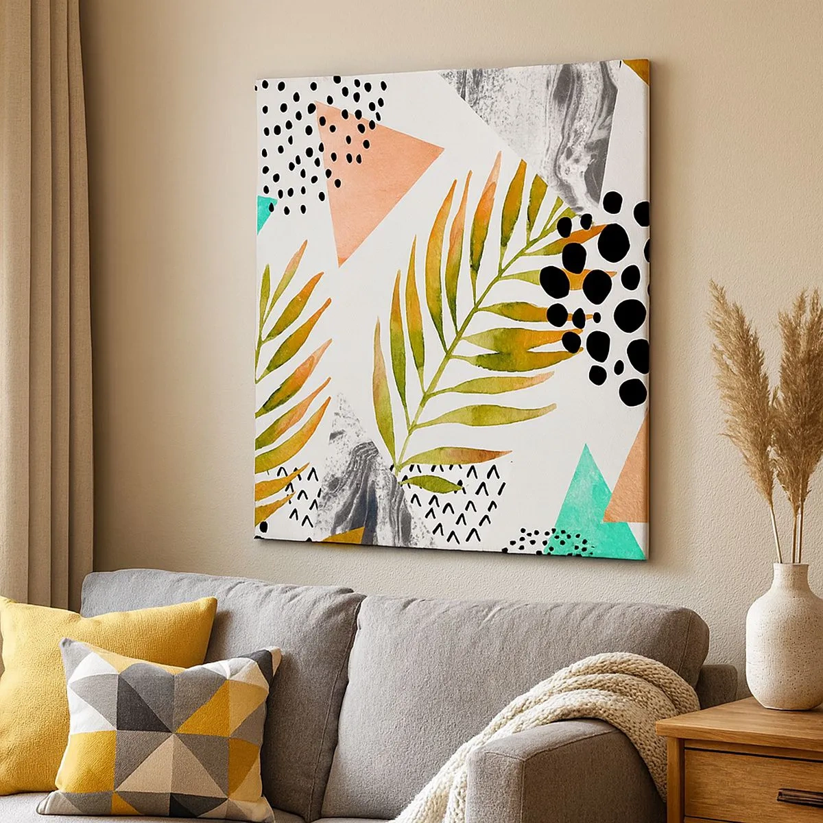 Impression sur toile - Image sur toile - Décoration avec feuille de palmier - 30x30 cm