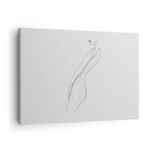 Impression sur toile - Image sur toile - Une ligne minimaliste montrant une silhouette sur un fond clair - 70x50cm - Juste une promesse - Décoration murale moderne pour le salon et la chambre ARTTOR