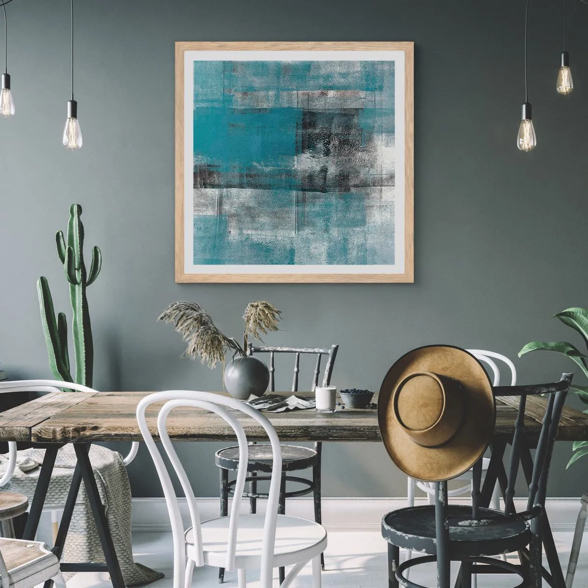 Affiche dans un chêne clair - Poster - Eau et air - 40x40 cm