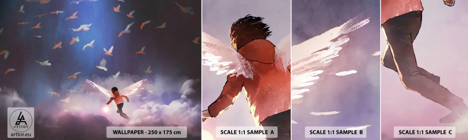 Échantillon De Papier Peint Standard Eco - Il faut de l'imagination et du courage - Abstraction, Fantaisie, Icare - 100x30 cm