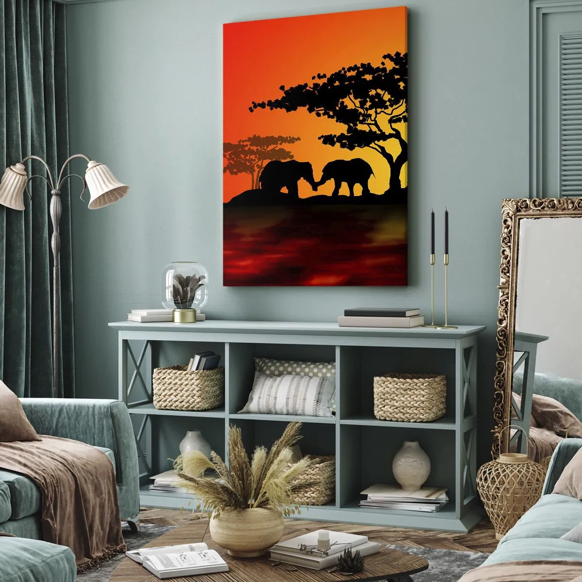 Impression sur toile - Image sur toile - Rencontre dans la savane - 45x80 cm