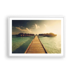 Affiche dans un cadre blanc - Poster - Invitation chaleureuse - 70x50 cm