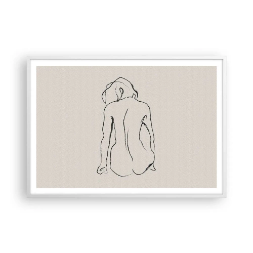 Affiche dans un cadre blanc - Poster - Femme nue - 100x70 cm