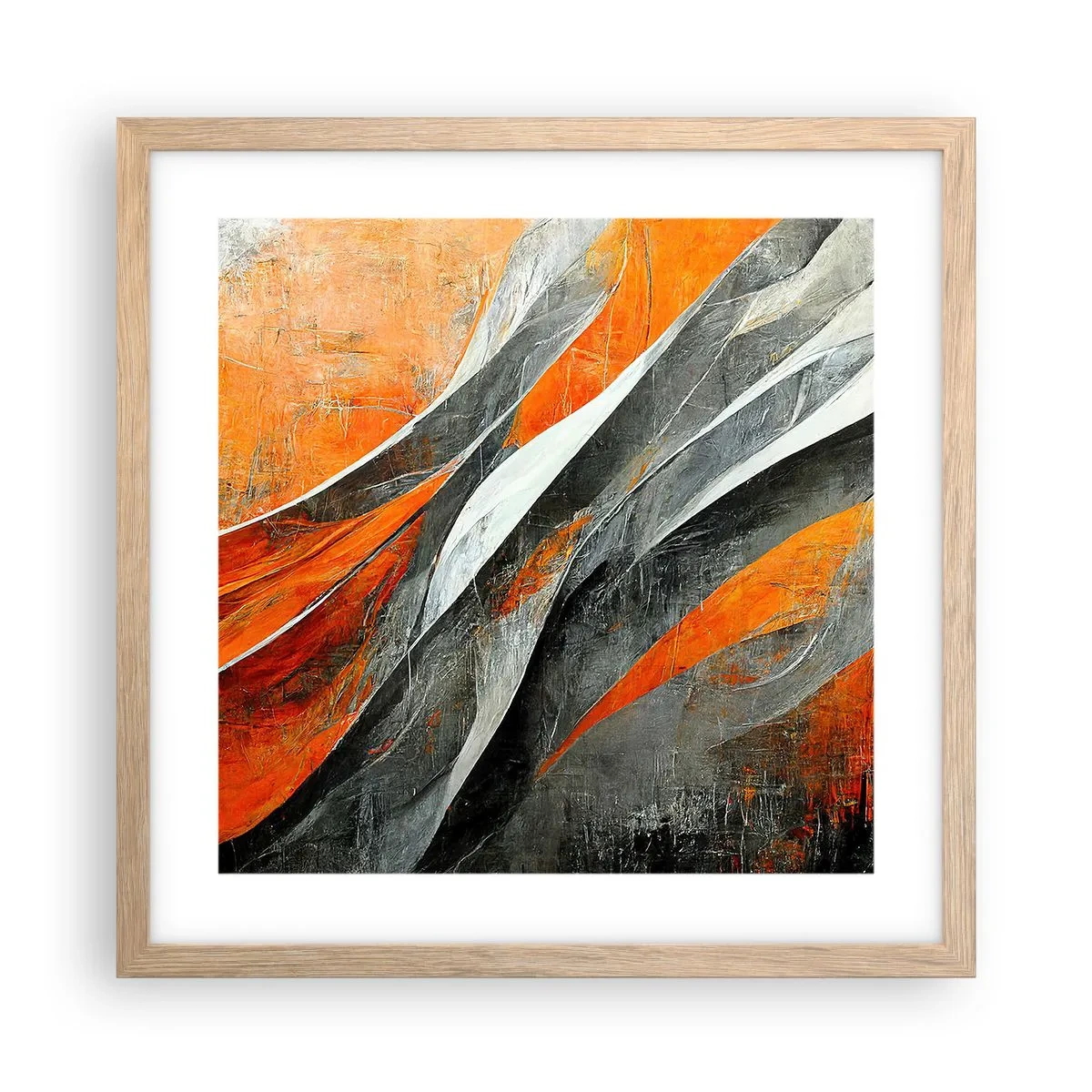 Affiche dans un chêne clair - Poster - Chaleur et froid - 40x40 cm