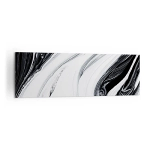 Impression sur toile - Image sur toile - Abstraction en noir et blanc avec des lignes et des tourbillons dynamiques - 160x50cm - Une combinaison d'opposés - Décoration murale moderne pour le salon et la chambre ARTTOR