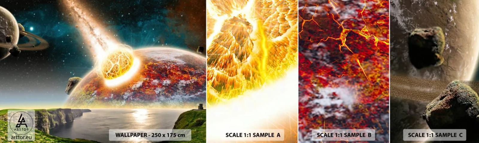 Échantillon de Papier Peint Autocollant Deluxe Sticker - Drame spatial - Abstraction, Paysage, Cosmos - 100x30 cm