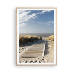 Affiche dans un chêne clair - Poster - Derrière la dune, dans le bruissement de l'herbe - 70x100 cm