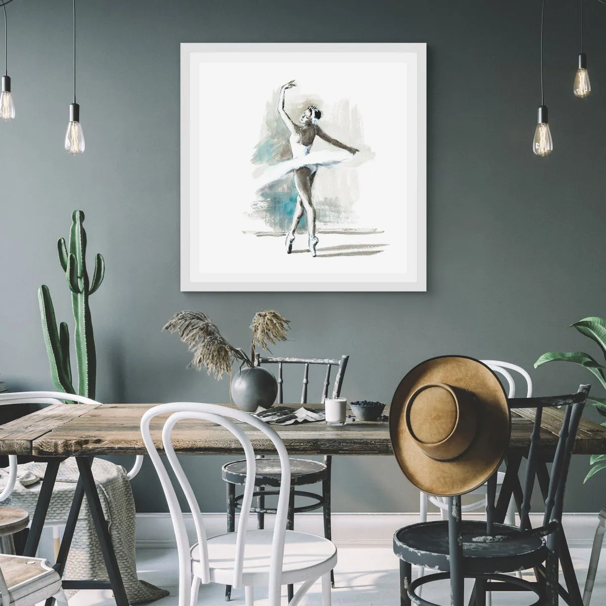 Affiche dans un cadre blanc - Poster - Enchantement du cygne - 60x60 cm